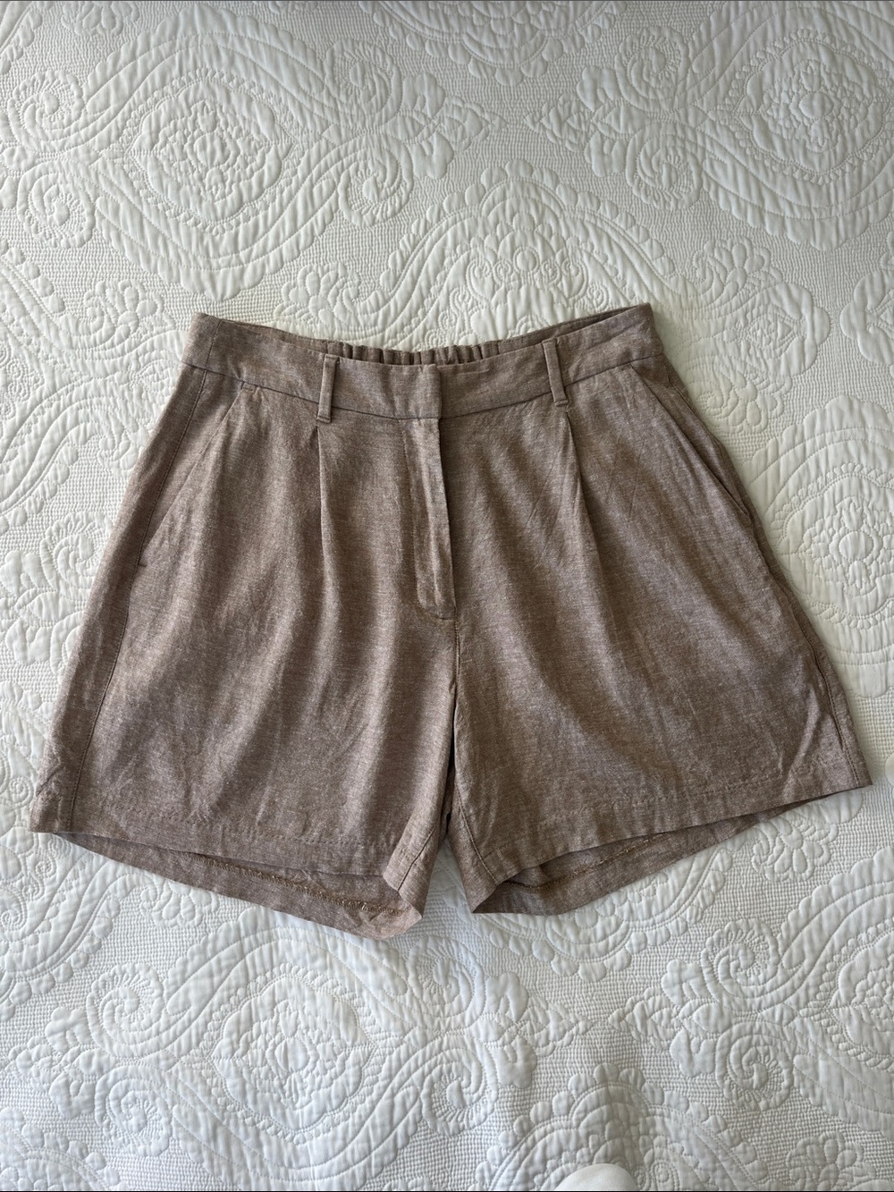 Old Navy Tan Linen High-Rise Shorts